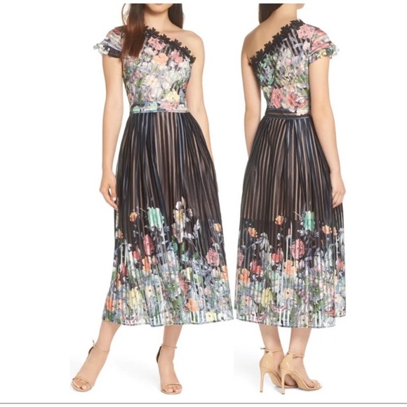 NWT Foxiedox Flora One Shoulder Midi Dress Black - Picture 1 of 7